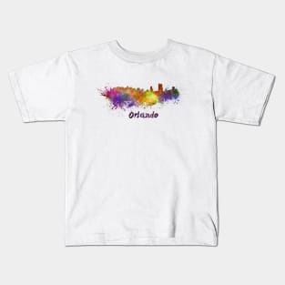 Orlando skyline in watercolor Kids T-Shirt